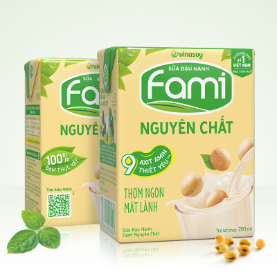 Thùng Sữa đậu nành Vinasoy Fami nguyên chất (200ml x 36 Hộp)