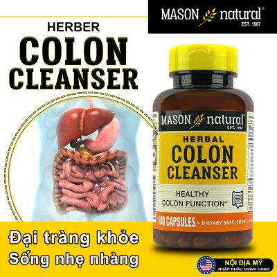 Colon Cleanser Mason Natural Hộp 100 viên làm sạch đại tràng giảm đầy hơi tiêu hóa khỏe ngừa táo bón