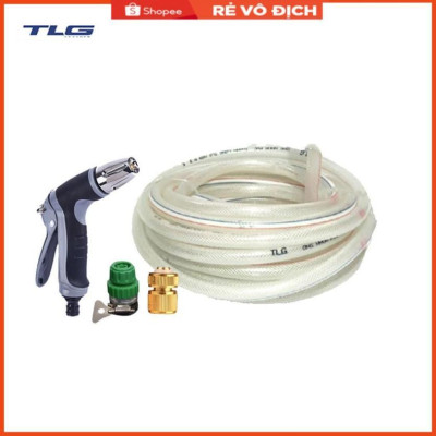 Bộ dây vòi xịt nước rửa xe,tưới cây tăng áp 3 lần 20m(cút đồng nối nhựa xanh) 206817