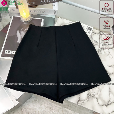 Quần short nữ Hiền Trần  BOUTIQUE cạp cao đùi ngắn chất vải Umi Hàn cao cấp co giãn khóa kéo tôn dáng đồ mặc nhà