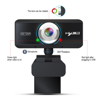 Webcam với Mic Manual Focus 720P HXSJ S90 HD 