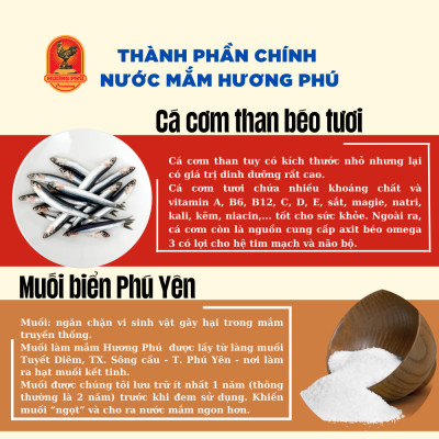 Nước mắm cá cơm Hương Phú 20 độ đạm 500ML - Hàng chính hãng