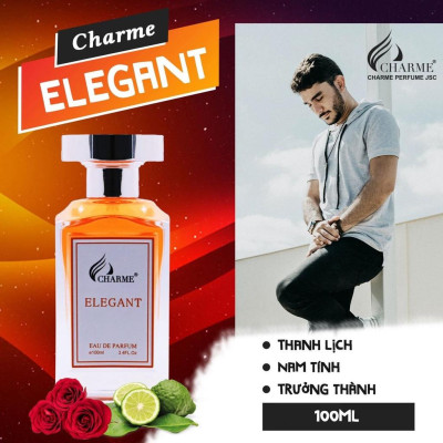 Nước hoa nam lưu hương lâu, Charme Elegant, hương biển hiện đại và nam tính, dành cho phái mạnh, 100ml