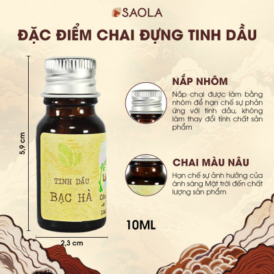 Tinh dầu Bạc hà thương hiệu Làng Hạ 10ml (Peppermint oil): Giúp thông mũi, giải cảm, lọc không khí - Hàng Chính Hãng