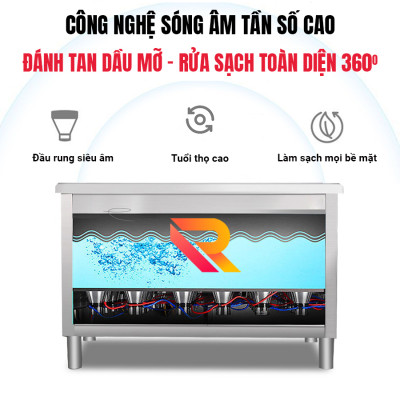 Máy rửa bát cho quán ăn bằng sóng siêu âm Rama RB600 dung tích 48L- Hàng chính hãng