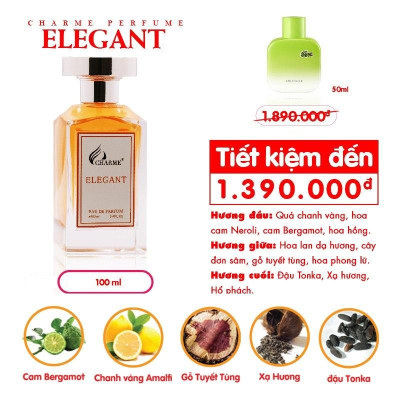 Nước hoa nam lưu hương lâu, Charme Elegant, hương biển hiện đại và nam tính, dành cho phái mạnh, 100ml
