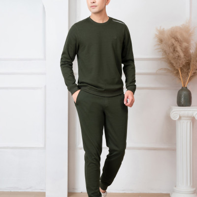 Bộ nỉ ALIGRO cổ tròn màu xanh rêu BN.12