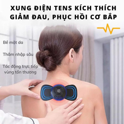 Miếng Massage Xung Điện Cổ Vai Gáy, Bắp Tay, Lưng Bằng Sung Điện đỡ đau Nhức Hiệu Qủa -Máy mat sa thân hình 10 Chế Độ
