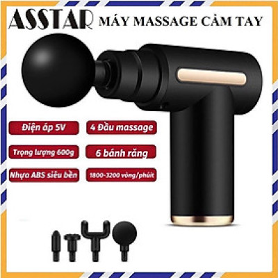 Súng Massage Cầm Tay, Máy Massage Cầm Tay, Với 4 Đầu Massage Giúp Giảm Đau Mỏi Vai Gáy Và Toàn Thân - Hàng Nhập Khẩu