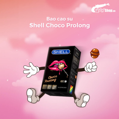 Bao cao su Shell Choco Prolong kéo dài thời gian, hương chocolate - Hộp 10 cái