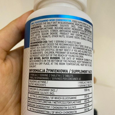 Ostrovit Glucosamine + MSM + Chondroitin 90viên tablets – Hỗ trợ khớp, sụn, linh hoạt khớp, chất nhờn khớp, cải thiện tóc, móng và da