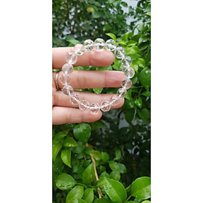 Vòng tay phong thủy nữ đá thạch anh trắng giác tự nhiên Size vòng 10mm Chất liệu đá thạch anh màu trắng tinh khôi giác đẹp ạ 