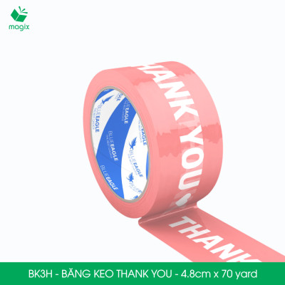 BK3H - 12 Cuộn băng keo in chữ THANK YOU 4.8cm x 70yard băng dính niêm phong hàng dễ vỡ