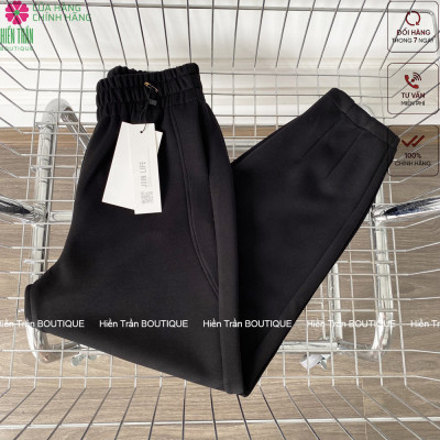 Quần baggy nữ Hiền Trần BOUTIQUE chất liệu mỳ nỉ mềm ấm đai chữ D mặc thu đông