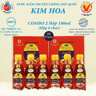 CB11.Combo 2 hộp nước mắm 40 độ đạm chai 180ml - Hộp 6 chai - mỗi chai 180ml