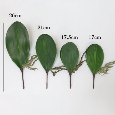 Lá lan hồ điệp giả giống thật 99% - 1 cụm gồm 5 lá - dài 27cm - Cây giả, hoa lụa Decor trang trí nhà cửa