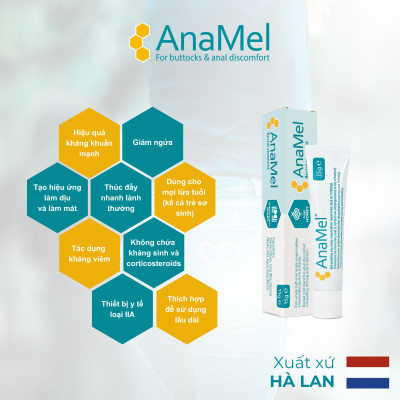 AnaMel Rectal Ointment chống ngứa vùng hậu môn thực tràng và hỗ trợ chăm sóc vết thương từ mật ong y tế nguyên chất
