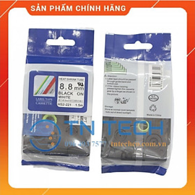 Ống co nhiệt HS2-221 - Đen nền trắng 8.8mm x 1.5m - Dùng cho máy in ống BROTHER - AIMO [Hàng nhập khẩu]