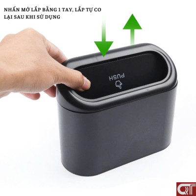 Thùng rác mini có nắp, hộp đựng rác có chốt cài treo thành cửa treo lưng ghế ô tô, xe hơi
