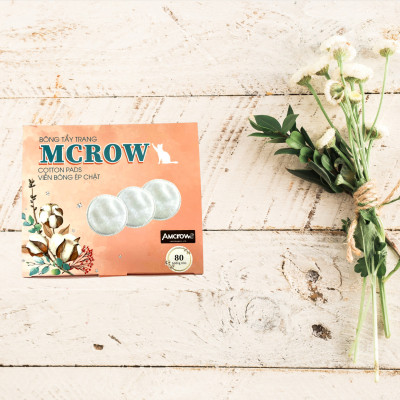 Bông tẩy trang tròn hộp 80 miếng Mcrow -Màu Hồng