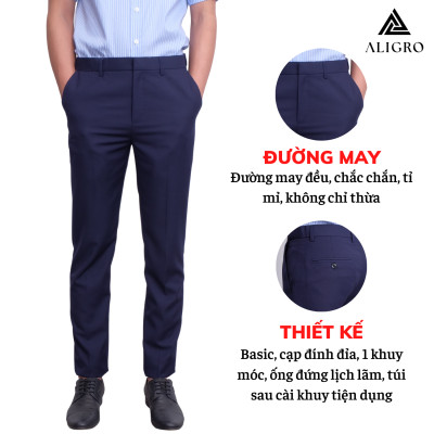 Quần âu nam ALIGRO màu navy form chuẩn slimfit, tôn dáng, chất liệu cao cấp thanh lịch, trang trọng ALGO1055