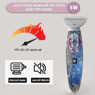 Máy tẩy lông đa năng 11in1 Kemei KM-7101 gồm đầu thay thế chuyên dụng cạo lông, sử dụng toàn thân - Chính hãng