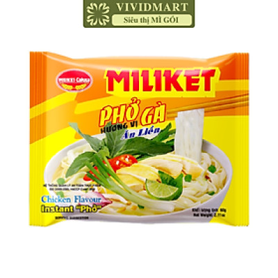 COLUSA - Phở Gà Miliket, Phở Miliket gà, Phở gà gói Miliket, Phở gà ăn liền, Phở vị gà Miliket (60g/gói) 