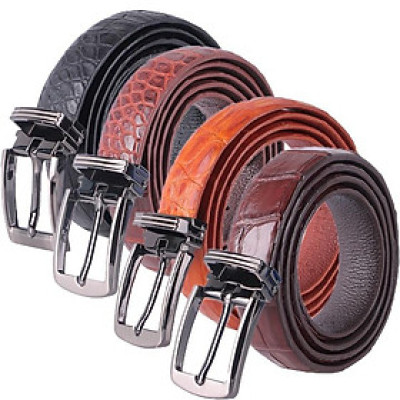 HC5214-15-16-17 - Dây thắt lưng nữ da cá sấu Huy Hoàng nguyên con bụng 2,5P màu đen, nâu đỏ, vàng bò, nâu đất