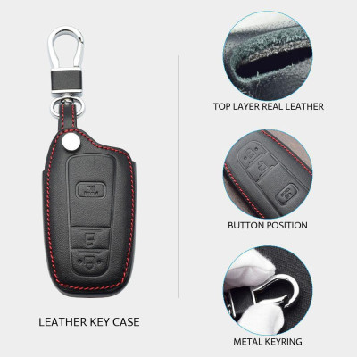 Bao Da Chìa Khóa Dành Cho Xe Toyota Cross (Da Thật) Logo 3D