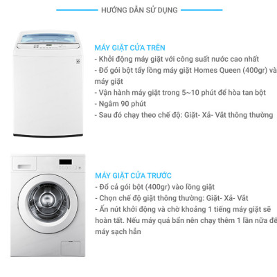 Bột Tẩy Diệt Khuẩn Vệ Sinh Lồng Máy Giặt Homes Queen (400g)