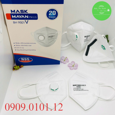 Khẩu Trang N95 Có Van Thở - Đệm Mũi Cao Cấp [Mayan PM 2.5 - Chính Hãng - 4 Lớp Kháng Khuẩn - Than Hoạt Tính]