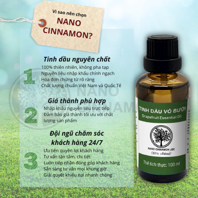 Combo Tinh Dầu Mùa Hè Tươi Mát Nano Cinnamon - Cam, Bạc Hà, Bưởi, 30ml