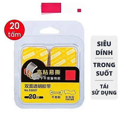 Băng Keo Dán Băng Dính 2 Mặt Nano Trong Suốt Đa Năng Siêu Dính Chống Nước - Nhiều Kích Cỡ HỘP 20 MIẾNG NHỎ 28x28x1mm