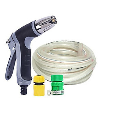 Bộ dây vòi xịt nước rửa xe,tưới cây tăng áp 3 lần cút nhựa nối nhựa vàng loại 20m 206817