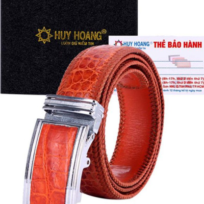 Thắt Lưng Nam Da Cá Sấu Đan Viền Bản Lớn Huy Hoàng HT4291 - Vàng
