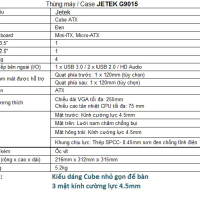 Vỏ thùng máy tính Jetek G9015 ( Case Game- Cube)- Hàng chính hãng