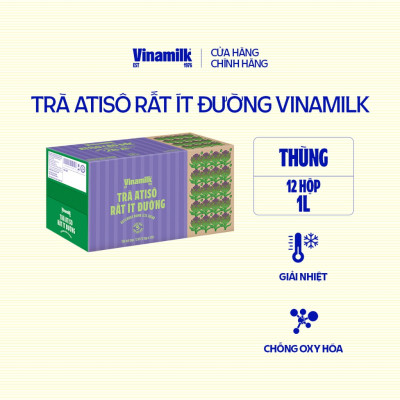 Thùng 12 hộp Trà Atisô ít đường Vinamilk - Hộp giấy 1L