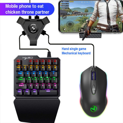 Bộ bàn phím HXSJ J100 + S500 Combo Chuột J100 35 Phím Bàn phím chơi game một tay Chuột chơi game S500 Cơ khí có dây USB