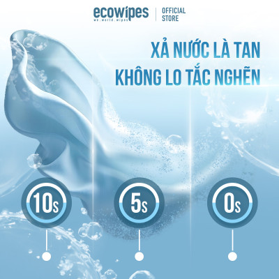 Khăn ướt vệ sinh phân hủy Flushable gói 20 tờ tan nhanh trong nước không lo tắt nghẽn