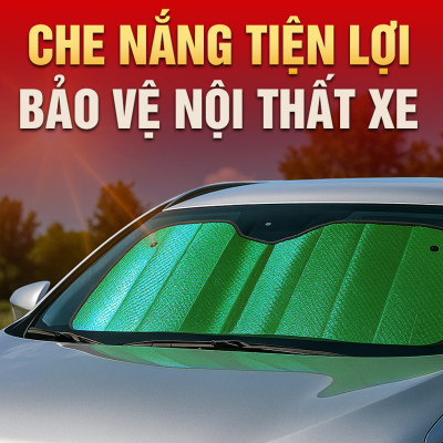 Tấm Che Nắng Ô Tô Xốp Cách Nhiệt Loại Dài Gấp Gọn Màu Lá Phủ Bạc Cho Kính Lái Và Kính Sau CIND CD-F001 (70x145cm) - Nhập Khẩu Chính Hãng