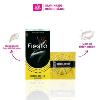 [Chính Hãng] Bao Cao Su Gân Gai Fiesta Ribbed Dotted Hộp 12 Cái - Gân Gai, Thăng Hoa