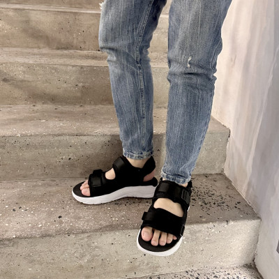 Giày Sandal Nam Nữ Unisex The BiLy Quai Ngang Dây Dù Đế IP Siêu Êm Nhẹ Đế Trăng Màu Đen- BLDT07 Đen