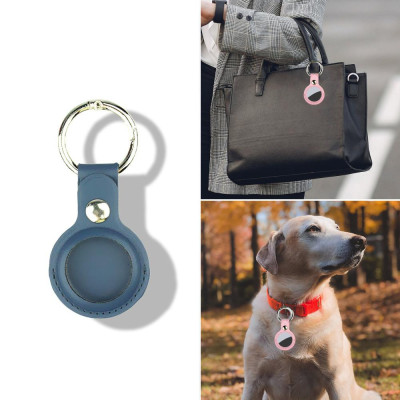 CINCATDY Bao Case Vỏ Bảo Vệ PU Trong Suốt Keychain cho Apple AirTag - Hàng Nhập Khẩu