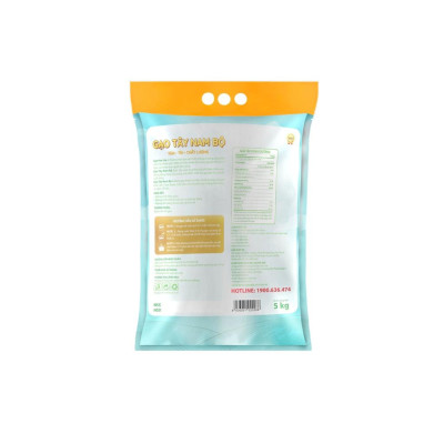 Gạo Tây Nam Bộ HOALUA Rice dẻo ít, mềm cơm, tơi xốp (Túi 5kg)