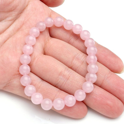 Vòng tay đá thạch anh hồng thiên nhiên cho Nữ văn phòng làm trang sức