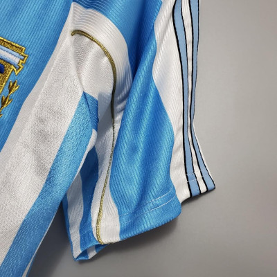 Áo Bóng Đá Retro Tuyển Argentina 1998 - Sân Nhà bản cao cấp vải Cotton Polyester