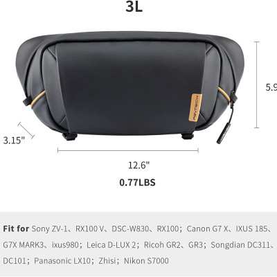 Túi máy ảnh PGYTECH OneGo Solo (Obsidian Black) - 3L (Hàng chính hãng)
