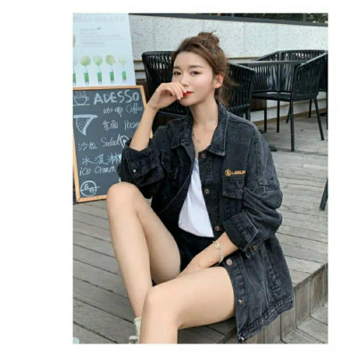 Áo khoát nữ jean đẹp form rộng thêu DF cực chuẩn cực chuẩn-A3119