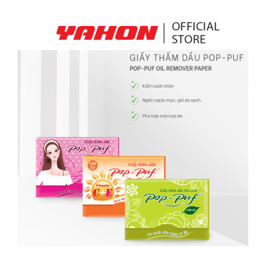 Combo Hộp Giấy Thắm Dầu POP-PUF (Màu Ngẫu Nhiên), 100 Tờ/Hộp