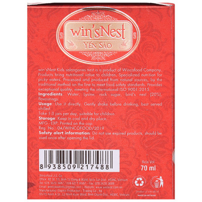 Thùng 72 lọ Yến Sào Win